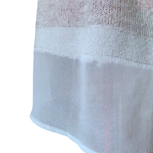 CONTEMPORAINE - Gray Top V neck - touch of mohair semi Sheer sweater - large - Picture 10 of 13